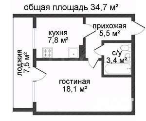 1-к квартира, вторичка, 35м2, 7/10 этаж