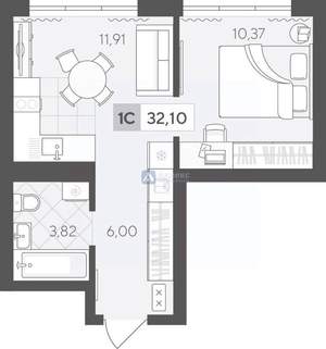 1-к квартира, вторичка, 32м2, 2/17 этаж