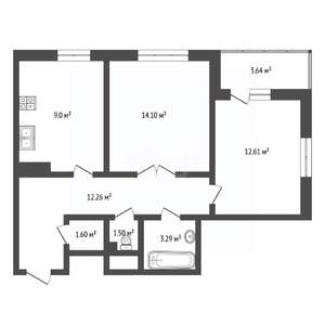 2-к квартира, вторичка, 51м2, 4/17 этаж