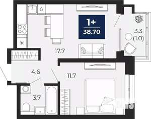 1-к квартира, вторичка, 39м2, 5/14 этаж