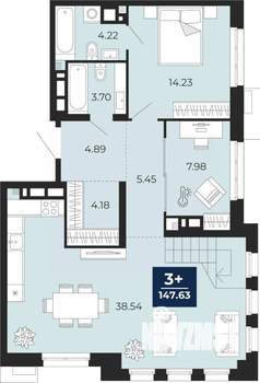 4-к квартира, вторичка, 148м2, 8/24 этаж