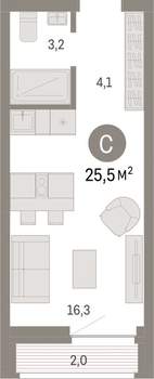 Студия квартира, вторичка, 26м2, 3/10 этаж