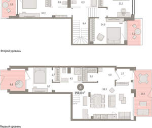 4-к квартира, вторичка, 159м2, 1/8 этаж