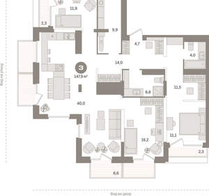 3-к квартира, вторичка, 148м2, 24/25 этаж