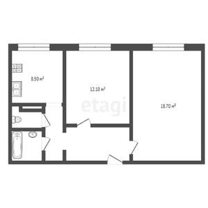 2-к квартира, вторичка, 53м2, 9/9 этаж