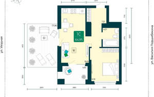 1-к квартира, вторичка, 65м2, 13/7 этаж