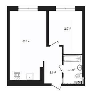 1-к квартира, вторичка, 40м2, 3/10 этаж