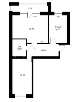 2-к квартира, вторичка, 76м2, 11/14 этаж