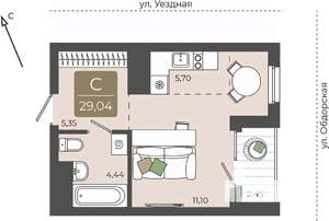 Студия квартира, вторичка, 29м2, 5/15 этаж