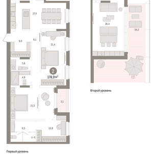 2-к квартира, вторичка, 179м2, 7/16 этаж