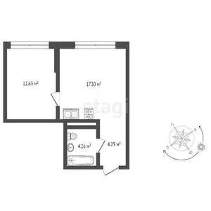 1-к квартира, вторичка, 38м2, 12/16 этаж