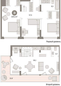 2-к квартира, вторичка, 120м2, 5/9 этаж