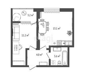1-к квартира, вторичка, 33м2, 8/15 этаж
