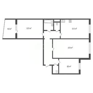 3-к квартира, вторичка, 68м2, 9/9 этаж