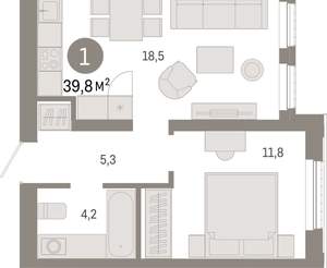 1-к квартира, вторичка, 40м2, 9/25 этаж