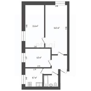 3-к квартира, вторичка, 49м2, 2/3 этаж