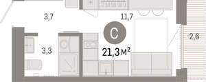 Студия квартира, вторичка, 21м2, 5/17 этаж