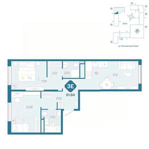 3-к квартира, вторичка, 62м2, 16/17 этаж