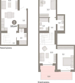 2-к квартира, вторичка, 107м2, 1/10 этаж