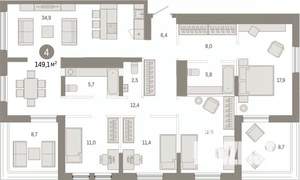 4-к квартира, вторичка, 149м2, 15/15 этаж