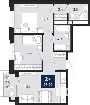 2-к квартира, вторичка, 60м2, 10/14 этаж