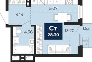Студия квартира, вторичка, 27м2, 2/24 этаж