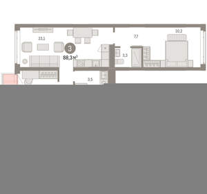 3-к квартира, вторичка, 88м2, 5/25 этаж