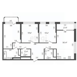 3-к квартира, вторичка, 75м2, 7/13 этаж