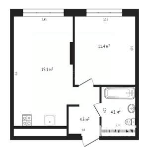 1-к квартира, вторичка, 39м2, 14/17 этаж