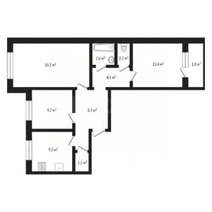 3-к квартира, вторичка, 63м2, 2/5 этаж