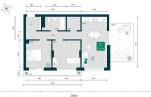 2-к квартира, вторичка, 76м2, 3/7 этаж