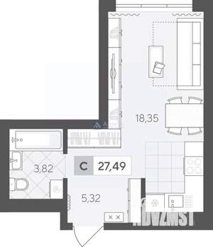 Студия квартира, вторичка, 27м2, 9/17 этаж