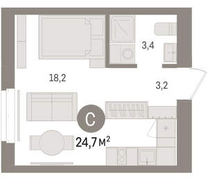 Студия квартира, вторичка, 25м2, 4/16 этаж