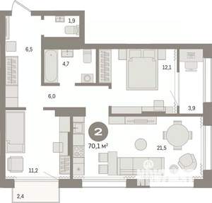 2-к квартира, вторичка, 70м2, 13/17 этаж