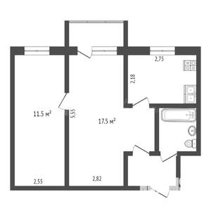 2-к квартира, вторичка, 44м2, 5/5 этаж