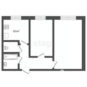 2-к квартира, вторичка, 51м2, 1/5 этаж