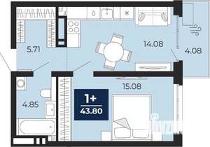 1-к квартира, вторичка, 41м2, 14/20 этаж