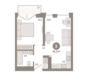 1-к квартира, вторичка, 39м2, 4/16 этаж