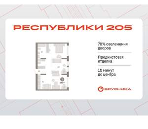 1-к квартира, вторичка, 64м2, 4/17 этаж