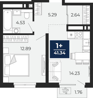 1-к квартира, вторичка, 40м2, 13/24 этаж