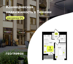 1-к квартира, вторичка, 37м2, 3/19 этаж