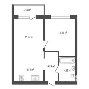 1-к квартира, вторичка, 46м2, 5/9 этаж