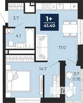 1-к квартира, вторичка, 41м2, 19/25 этаж