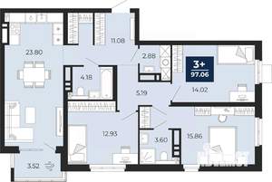 3-к квартира, вторичка, 95м2, 8/20 этаж