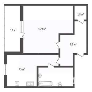 1-к квартира, вторичка, 40м2, 4/10 этаж