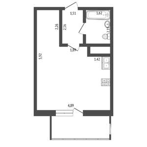 1-к квартира, вторичка, 28м2, 4/12 этаж