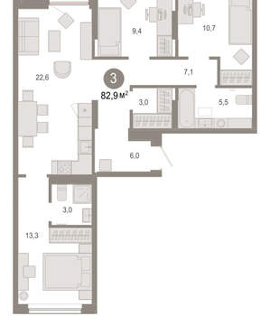 3-к квартира, вторичка, 83м2, 7/17 этаж
