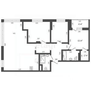 3-к квартира, вторичка, 108м2, 8/19 этаж