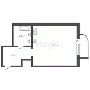 Студия квартира, вторичка, 47м2, 3/10 этаж