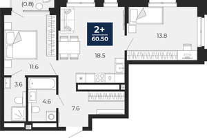 2-к квартира, вторичка, 60м2, 15/16 этаж